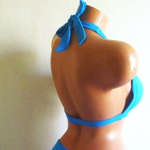 38D (XL) Victoria Secret PINK Swim Push Up Bikini Top Bright Blue nwt - Picture 3 of 5
